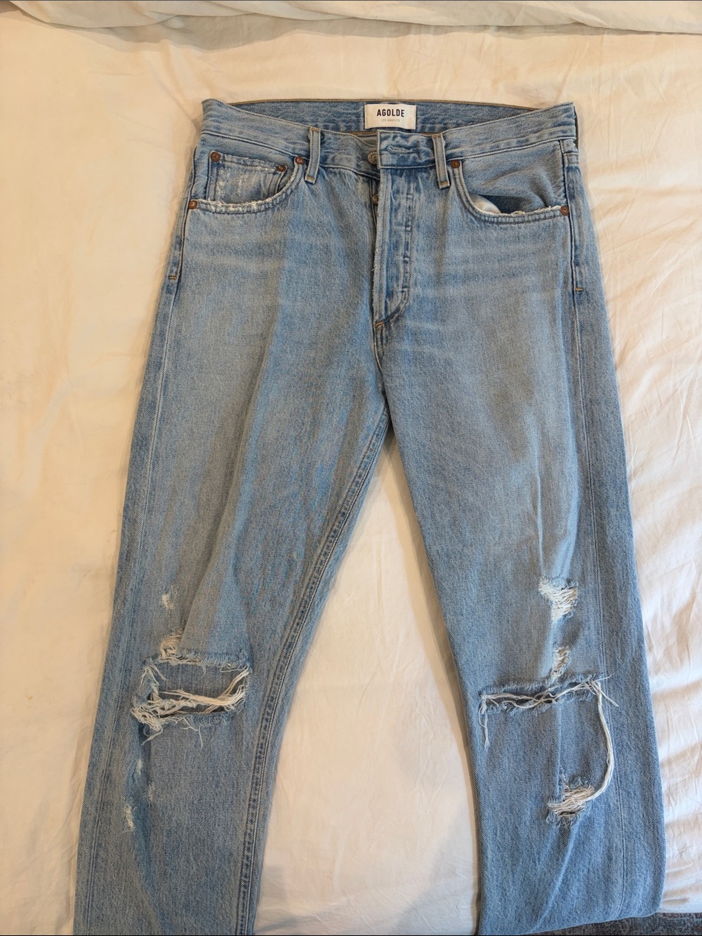 Agolde Light Wash Distressed Jeans